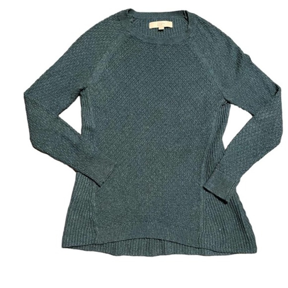 Loft Green Knit Cotton Blend Pullover Sweater Sz XS